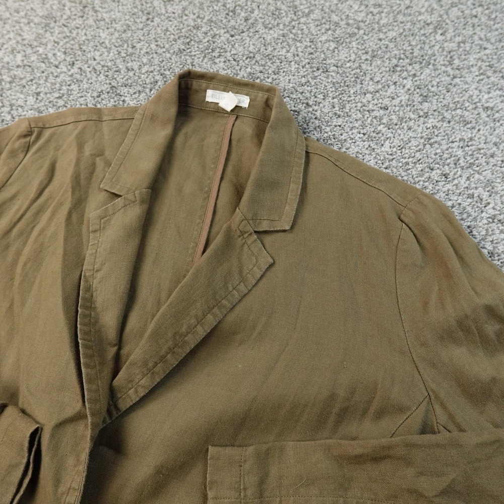 Eileen Fisher Blazer Womens S Green Linen Sport‎ Coat Jacket Lightweight Preppy
